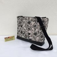Sac bandoulière Fleurs noires